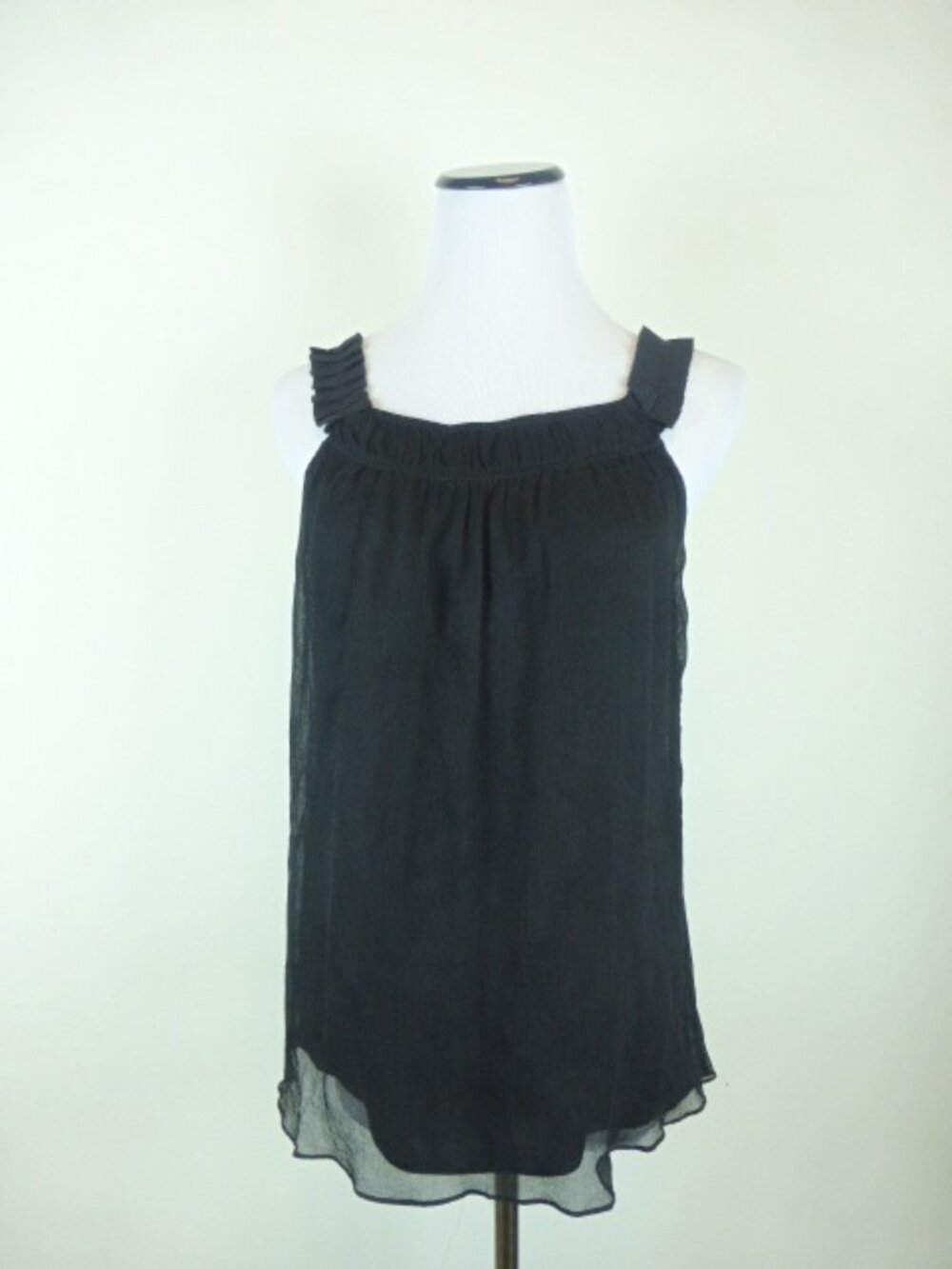 DVF BLACK Silk chiffon layered sleeveless top 2